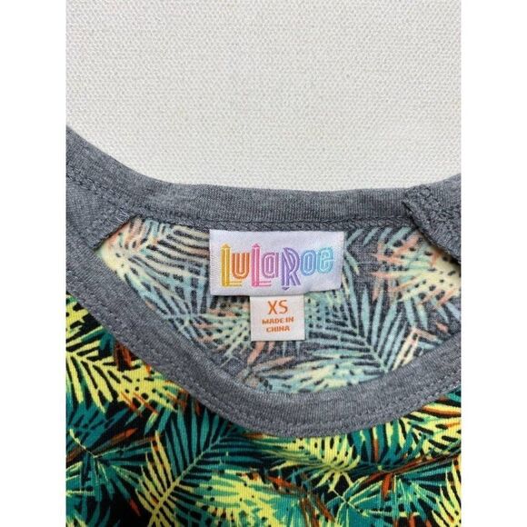 LuLaRoe Randy Gray Green Palm Leaf Tropical 3/4‎ Raglan Sleeve Sz XS NEW - Picture 4 of 8